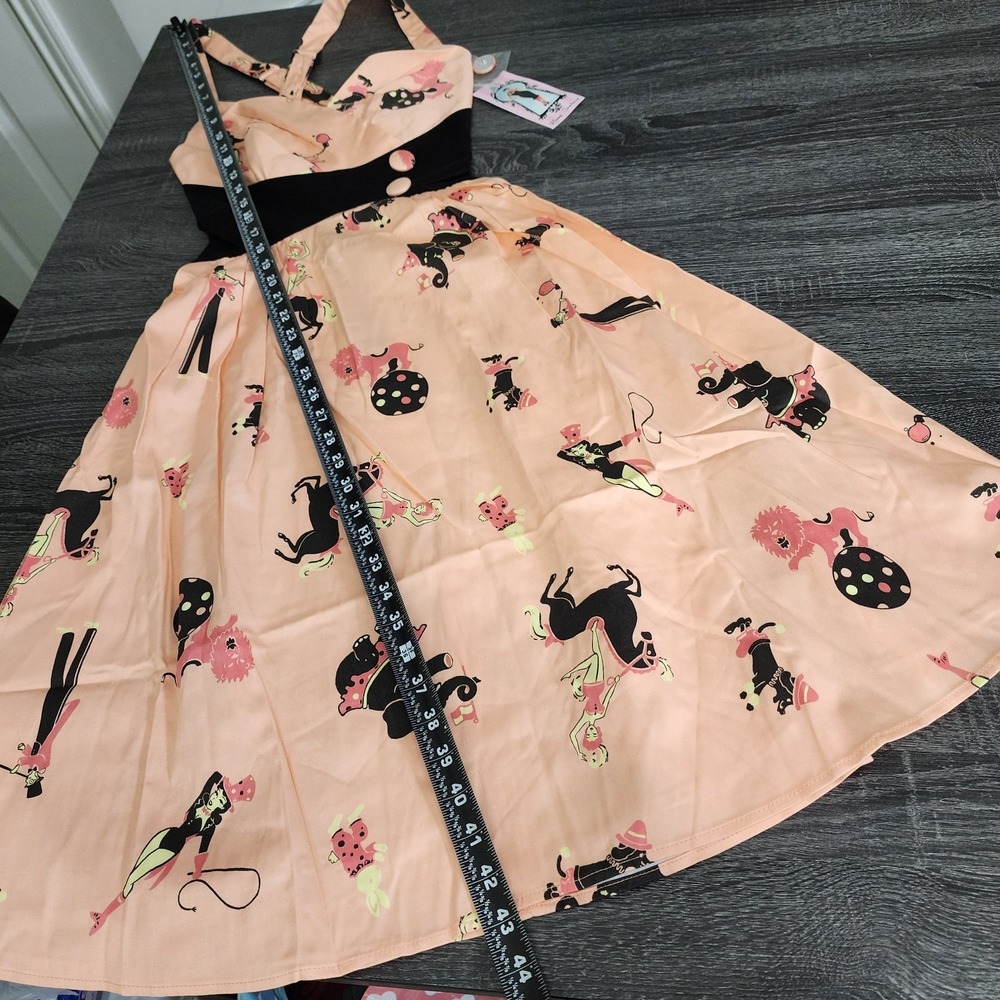 Pinup Couture Circus Dress Flare XS Pink 50s Retro Rockabilly Vanity Novelty - Picture 13 of 13